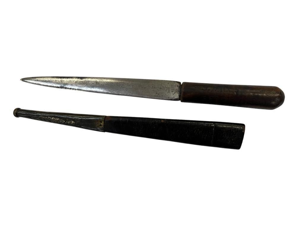 Named Dagger: Named Dagger J. Miles 35th GA Co. C Macon. Approx. 13 inches with sheath.