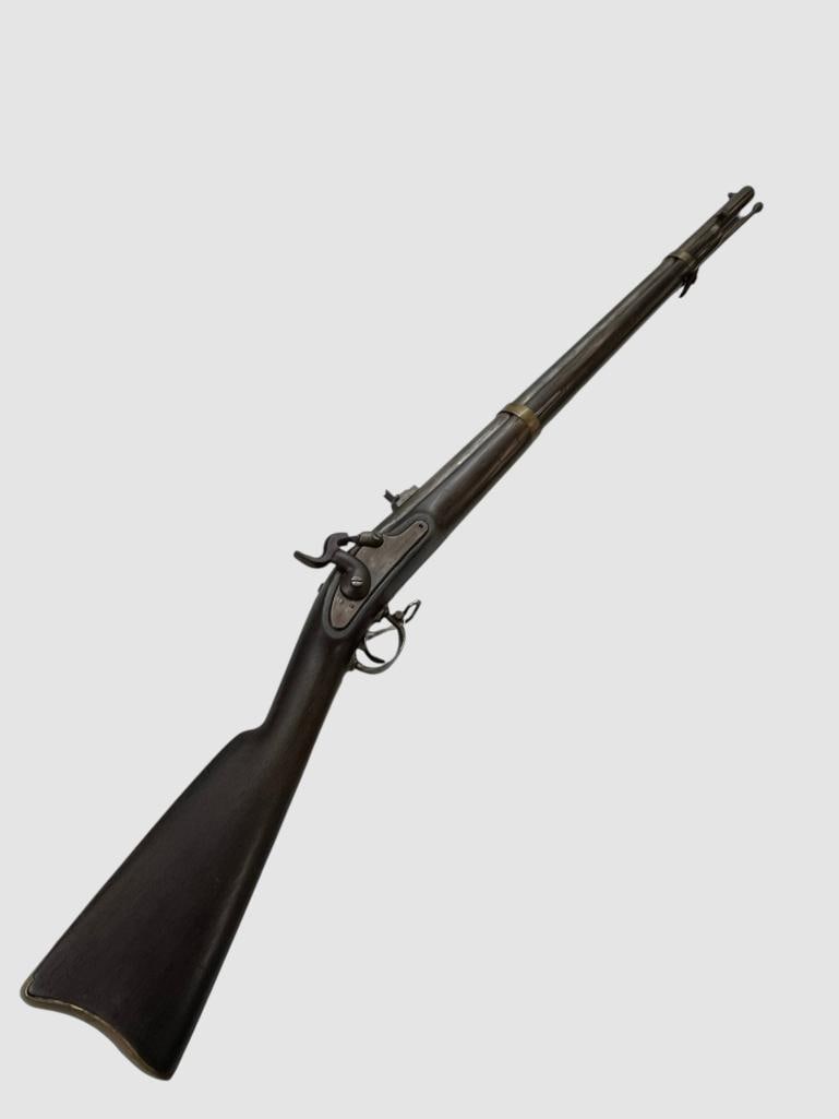 FAYETTEVILLE 1862 marked rifle: FAYETTEVILLE 1862 marked rifle. Overall length approx. 48.5 inches.