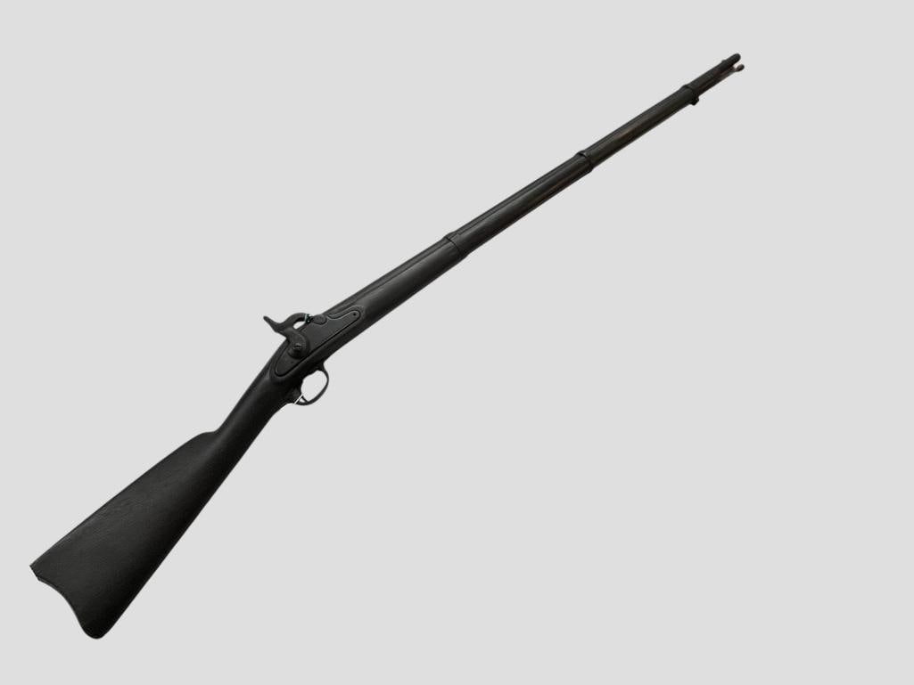 Percussion Rifle: Unknown Maker, non-functional percussion rifle. Overall Approx. 56 inches.