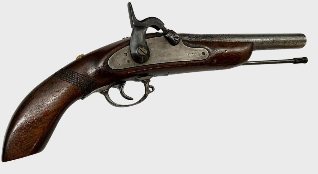 E. Whitney 1863 percussion pistol: E. Whitney N. Haven 1863 percussion pistol. Overall length approx. 18 inches.