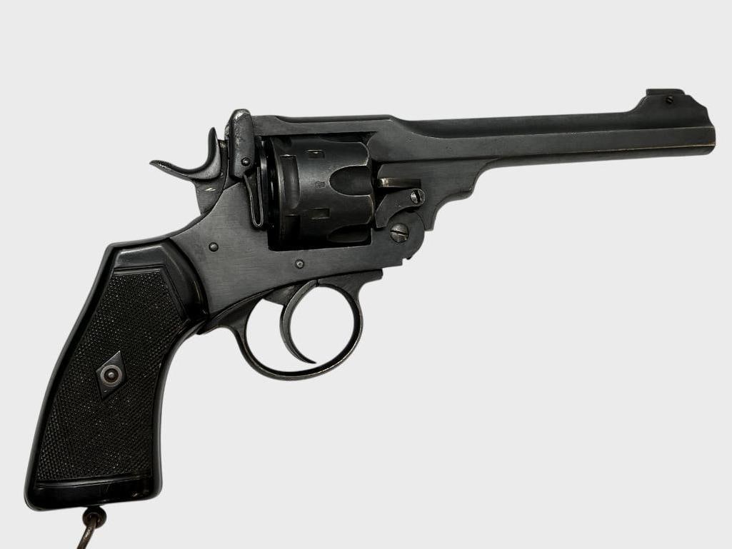 Webley Mark VI: Webley Mark VI revolver. Caliber 455 Webley. Serial # N682. Barrel approx. 6 inches.