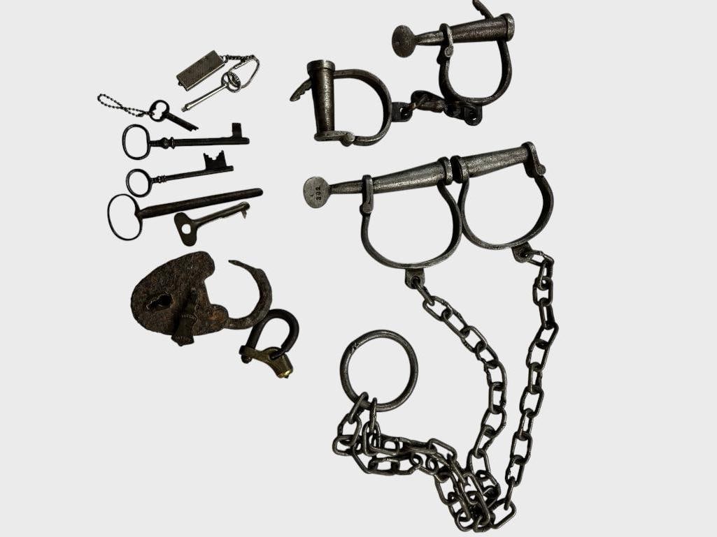 Leg Irons, handcuffs, locks, keys etc. (1 of 7)