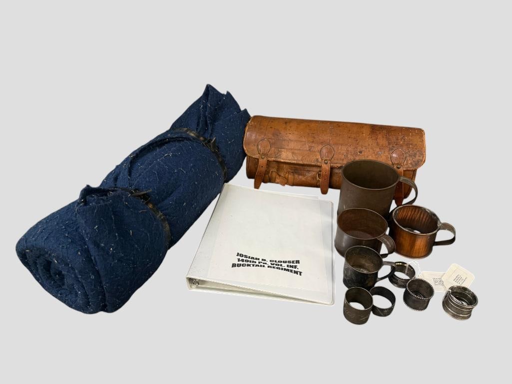 Leather pouch, cups, napkin rings etc (1 of 14)