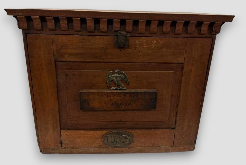 Named Field Desk: Named Field Desk. J. Edmund Mallette Adj. 81st NY Infantry. Approx. 24 x 30.5 x 11.5 inches.