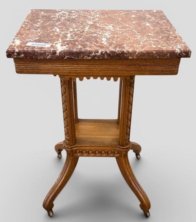 Oak side table with Marble Top (1 of 5)