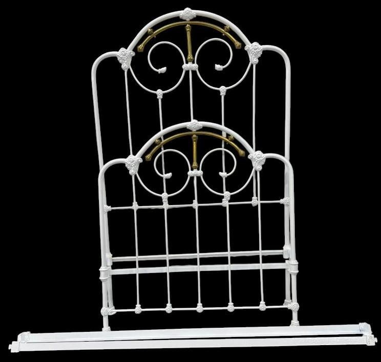 White Iron Bed with Brass Accents (1 of 4)