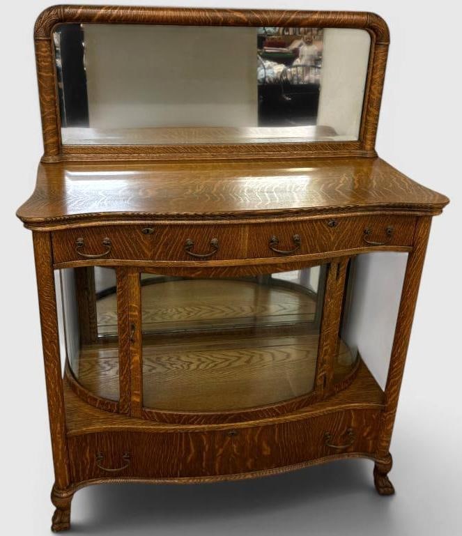 Antique Oak Buffet with mirror: Antique Oak Buffet with mirror. Approx. 58 x 44 x 20 inches.