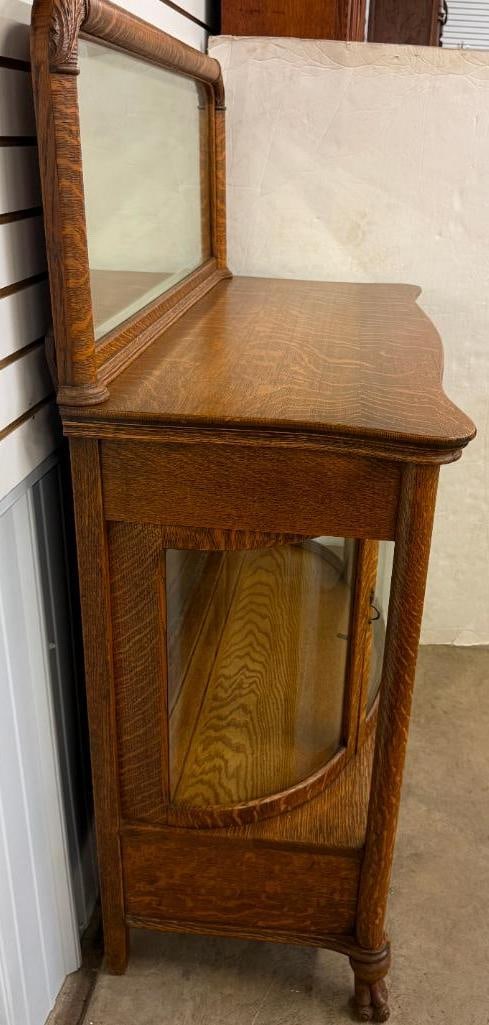 Antique Oak Buffet with mirror - 2