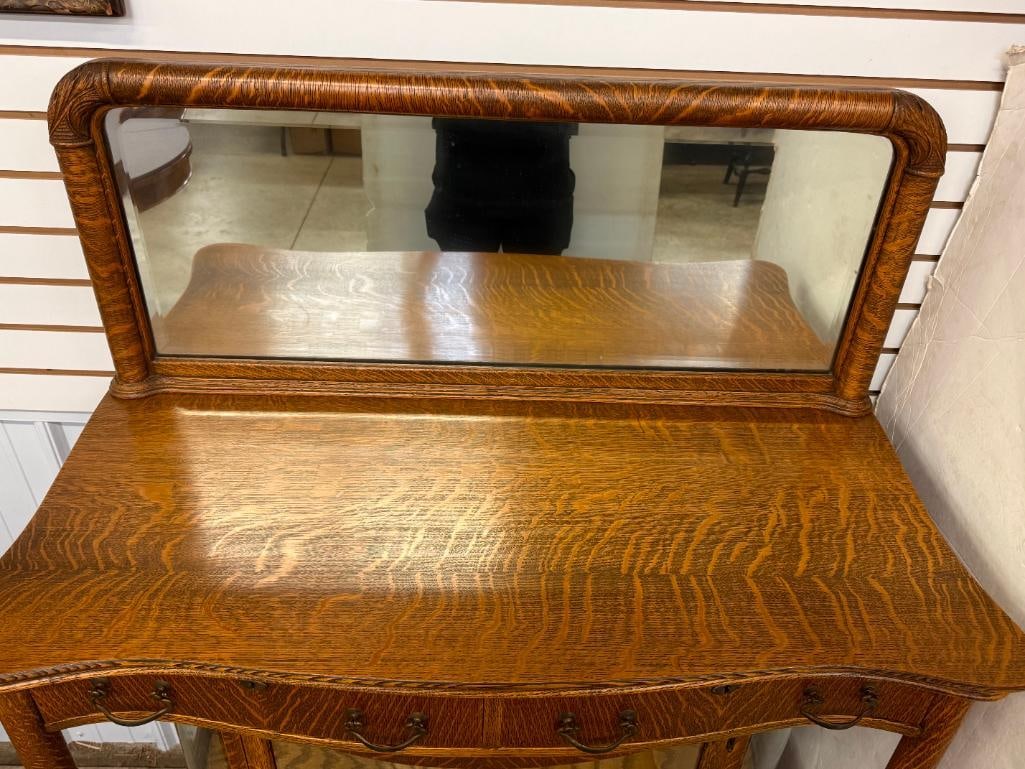 Antique Oak Buffet with mirror - 3