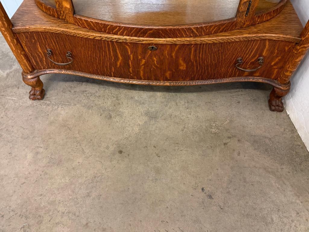 Antique Oak Buffet with mirror - 4