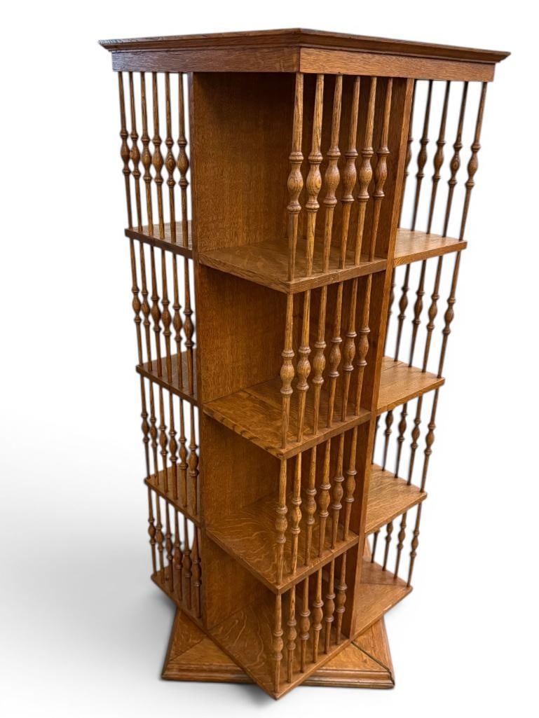 Oak Revolving Bookcase - 2
