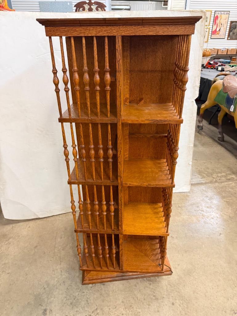 Oak Revolving Bookcase - 3