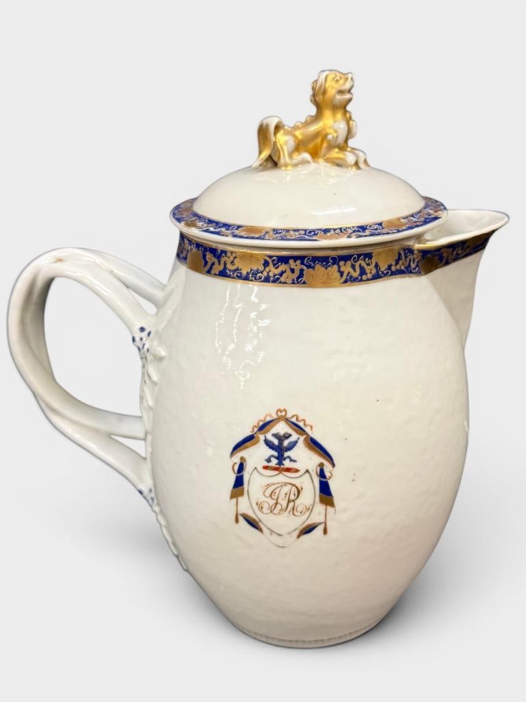 Chinese Export Pitcher: Chinese Export Pitcher with lid. Approx. 11 x 10 x 7 inches.
