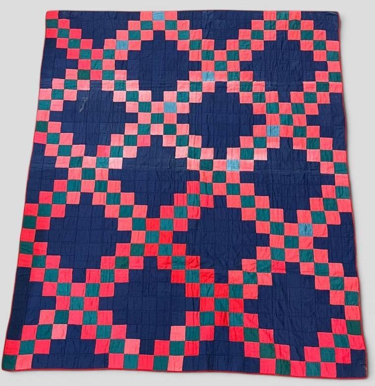 Blue, Red and Green Quilt: Blue, Red and Green Quilt. Approx. 66 x 52 inches.