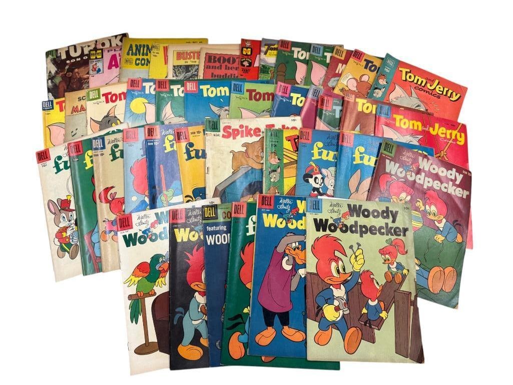 Group of Vintage Comic Books: Group of Vintage Comic Books. Including 40 1950's Woody Woodpecker and Tom & Jerry comics.