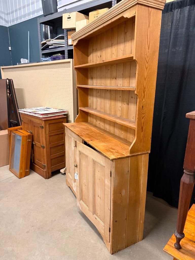 Antique Pine Step Back Cupboard - 3