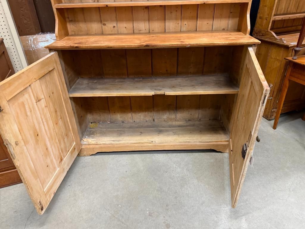 Antique Pine Step Back Cupboard - 5