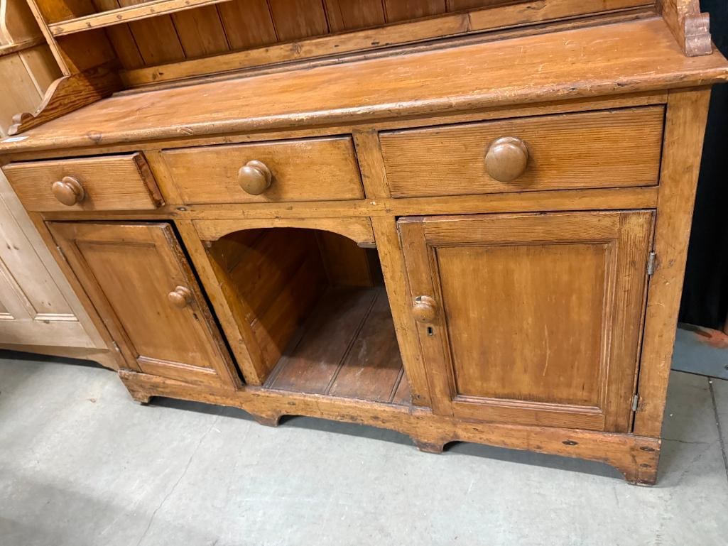 Antique Pine Step Back Cupboard - 4