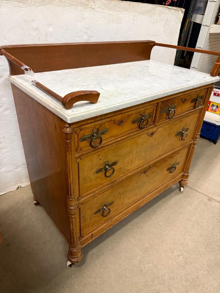 4 Drawer Commode with Marble Top - 3