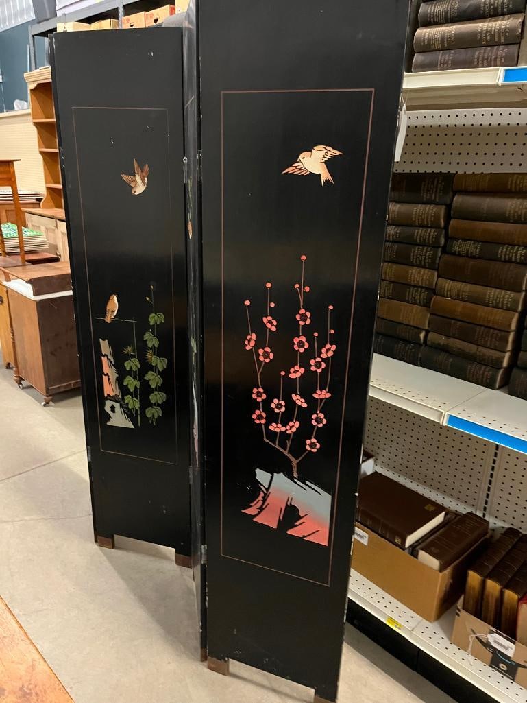 Hand Painted Oriental Folding Screen - 8