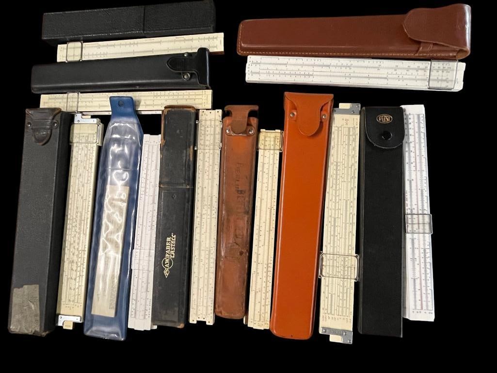 9 Slide Rules: 9 Slide Rules. Including Faber Castell, Post and more.