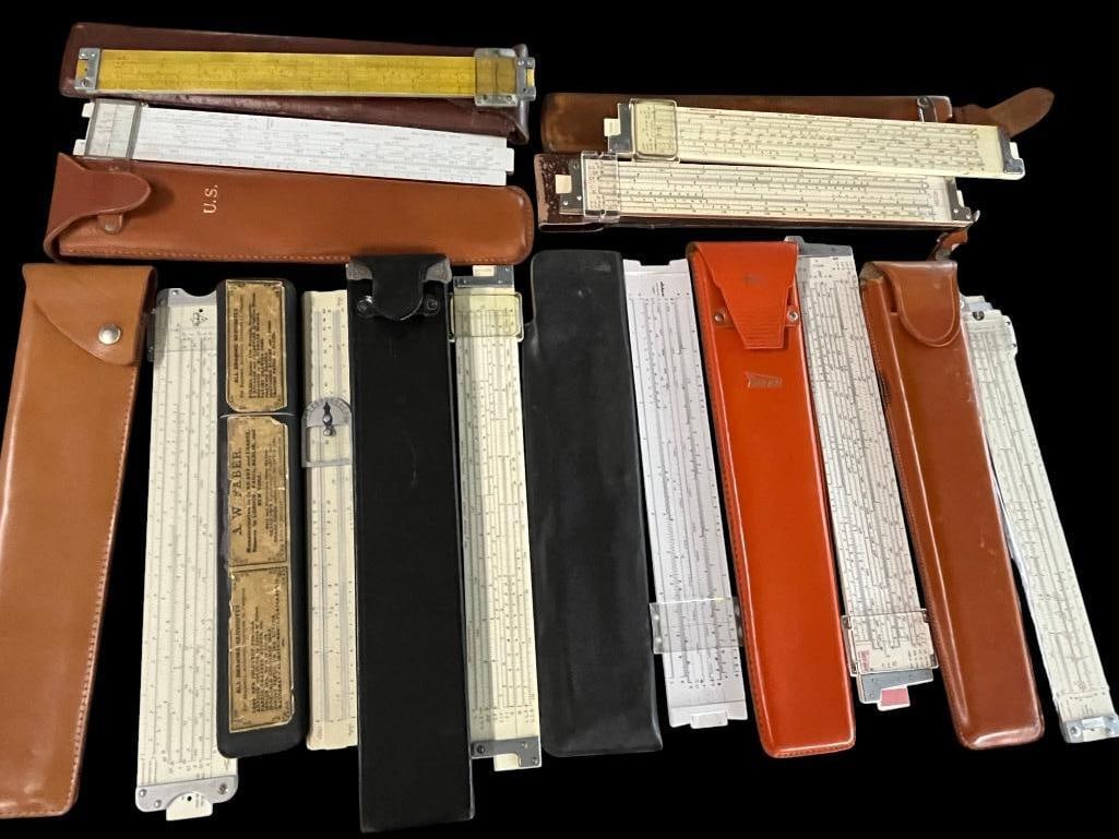 11 Slide Rules: 11 Slide Rules. Including American Blueprint Co. Military Slide Rule.