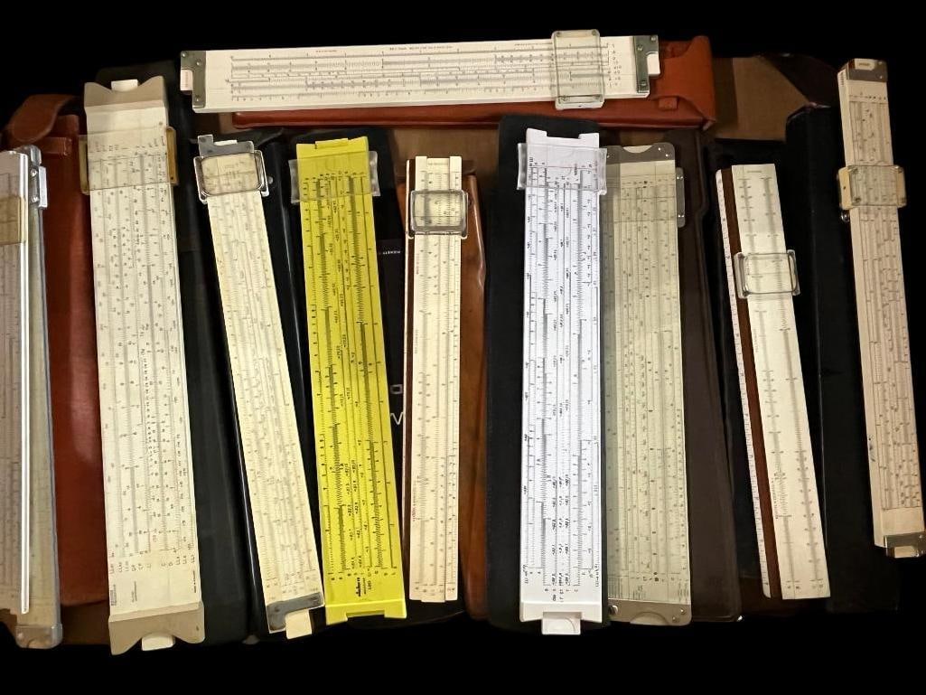 11 Slide Rules: 11 Slide Rules. Some by Keuffel & Esser.