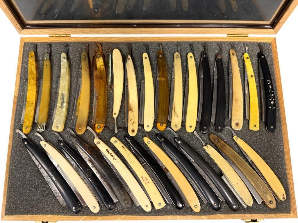29 Straight Razors in display case (1 of 5)