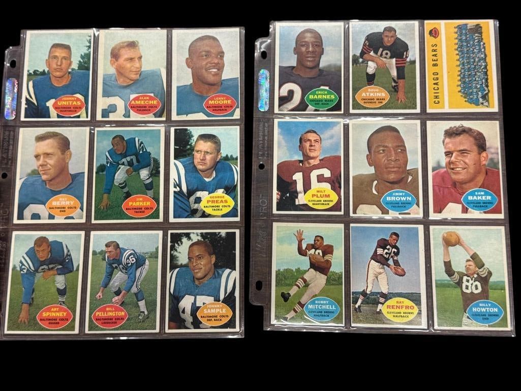 1960 Topps Football Complete Set: 1960 Topps Football Complete Set. 1-132. Including Unitas, Starr, Jim Brown, Hornung and more.