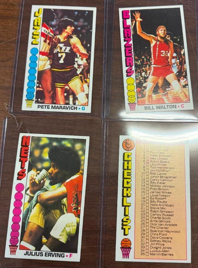 1976-1977 Topps Basketball Complete Set: 1976-1977 Topps Basketball Complete Set. 1-144. Oversized cards, including, Julius Irving, Kareem Abdul Jabbar, Gervin and more.
