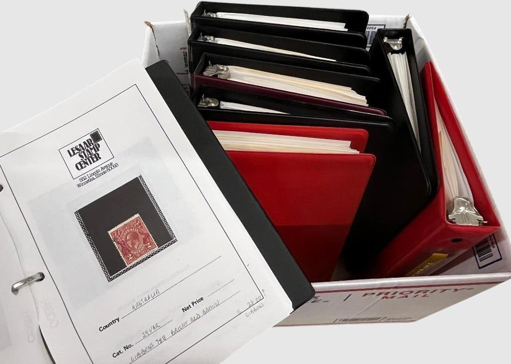 Box of Small Stock Albums of Foreign Stamps: Box of Small Stock Albums of Foreign Stamps. Including Ireland, Australia, Burma, Iran and more.