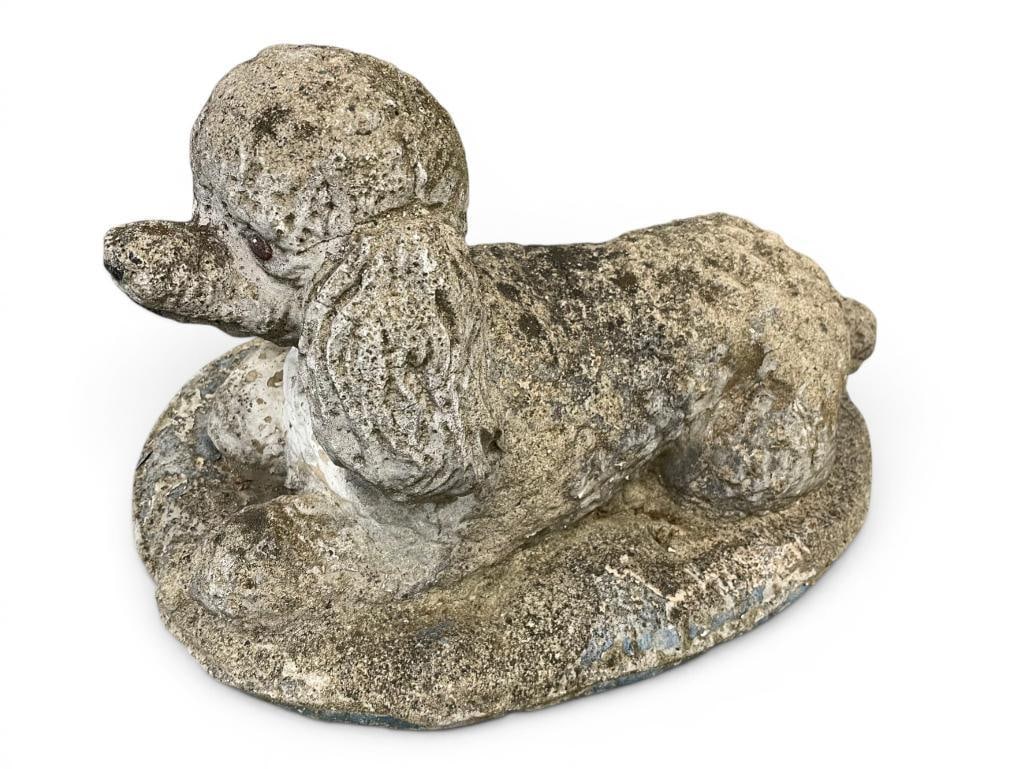 Concrete Poodle Statue: Concrete Poodle Statue. Approx. 20 x 14 x 12 inches.