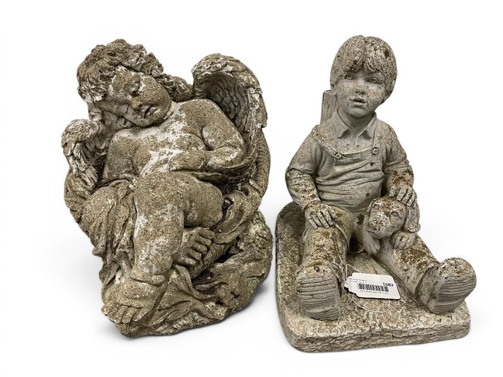 Concrete Angel and Boy Statues (1 of 9)