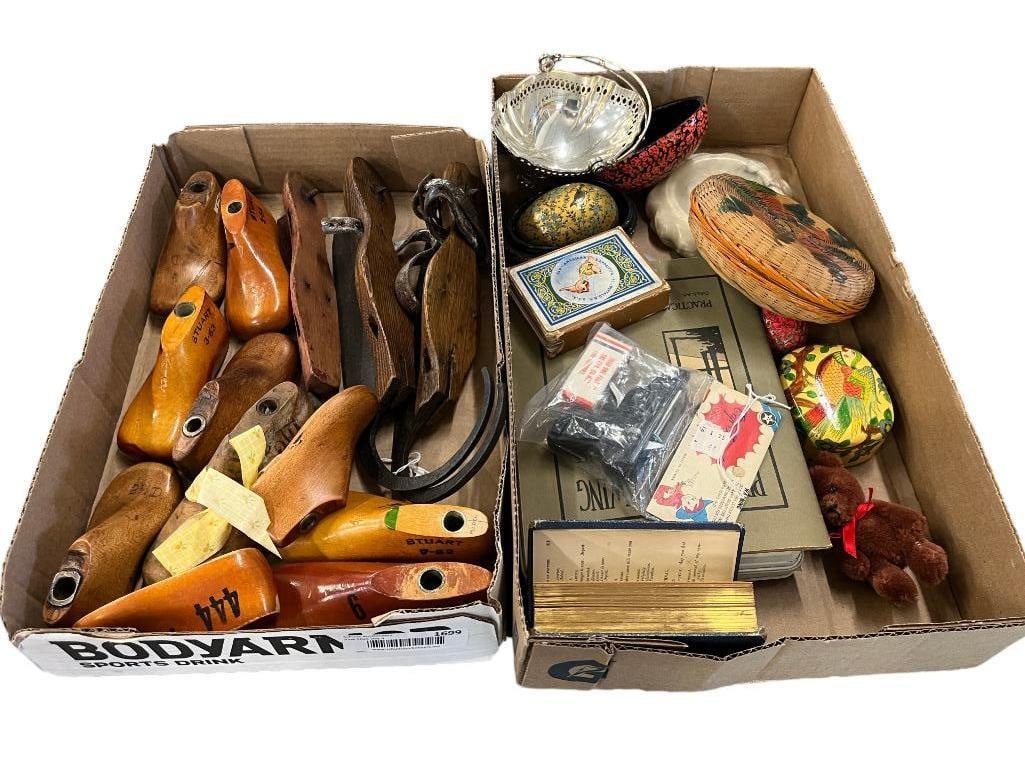 Collection of child's shoe forms and Antique ice skates (1 of 9)