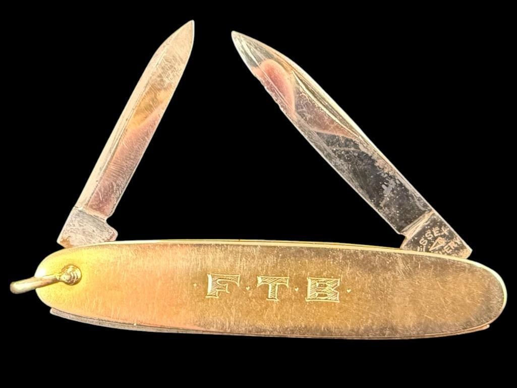 14k Gold Pen Knife with 2 Blades (1 of 4)