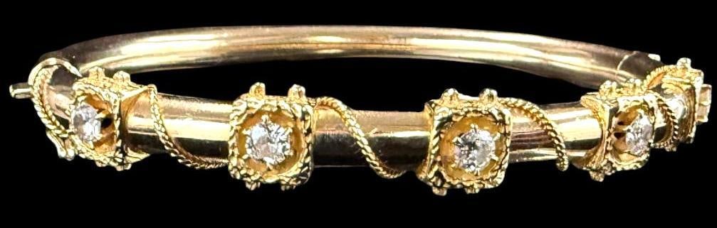14k Gold and Diamond Bangle Bracelet (1 of 5)