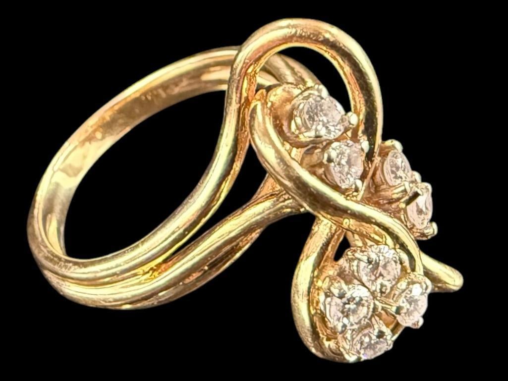 14k Gold and Diamond Ring: 14k Gold and Diamond Ring. Approx. 4.8 grams. Approx. size 6.
