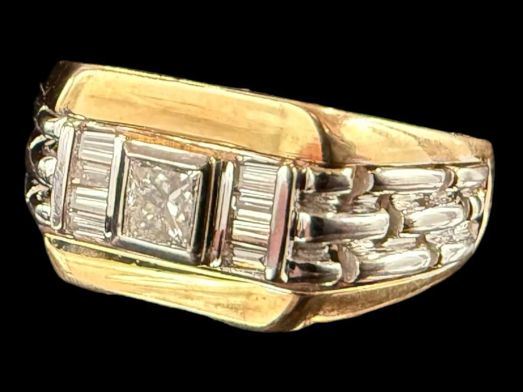 14k Gold and Diamond Ring: 14k Gold and Diamond Ring. Approx. 8.8 grams. Approx. size 11.