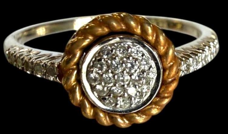 14k Gold Ring with stones: 14k Gold Ring with stones, possibly Diamonds. Approx. 2.8 grams. Approx. size 8.