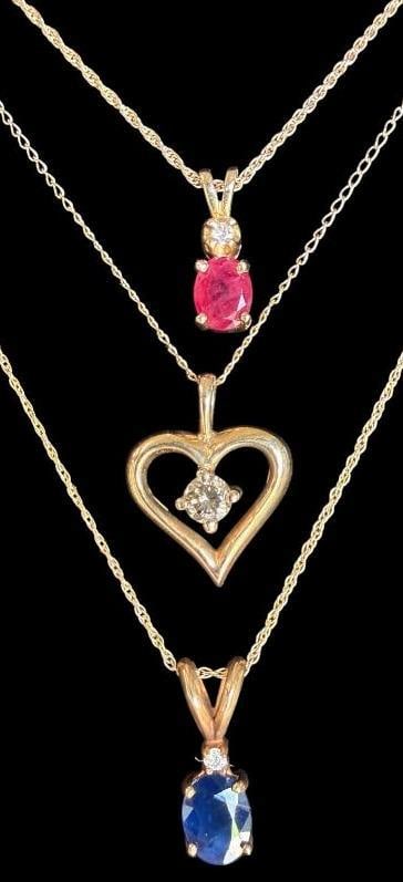 3 14k Gold Necklaces with pendants (1 of 3)