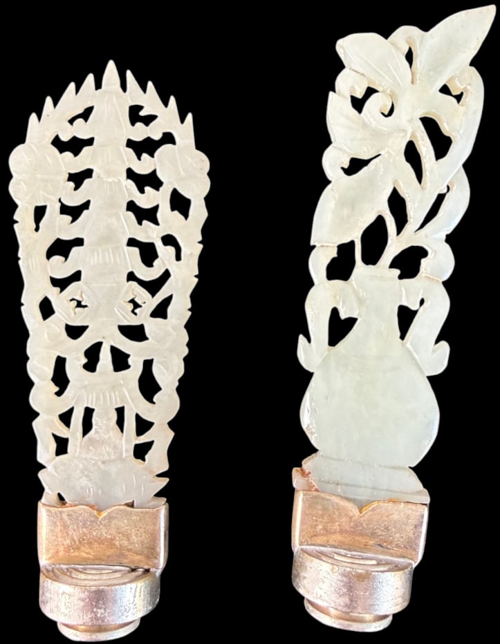2 Wonderfully Carved Jade Lamp finials (1 of 5)