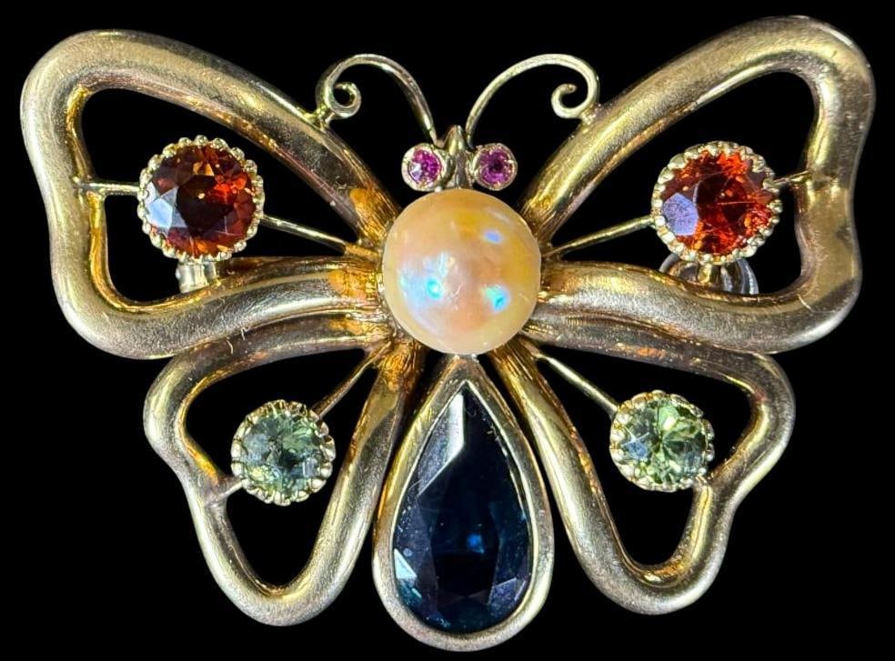 14k Gold and stones Butterfly Pin (1 of 2)