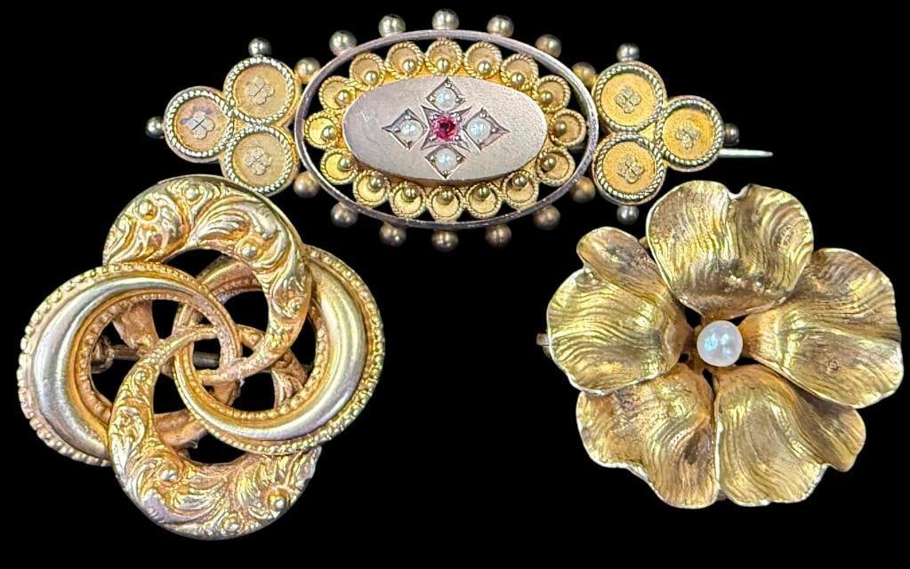 3 14k Gold Victorian Pins (1 of 2)