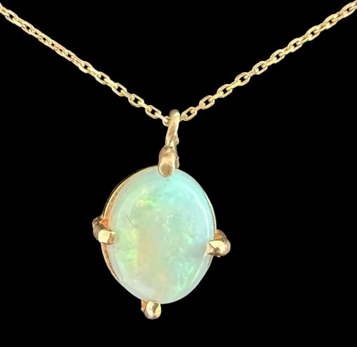 14k Gold Necklace with Opal Pendant: 14k Gold Necklace with Opal Pendant. Approx. 1.9 grams.