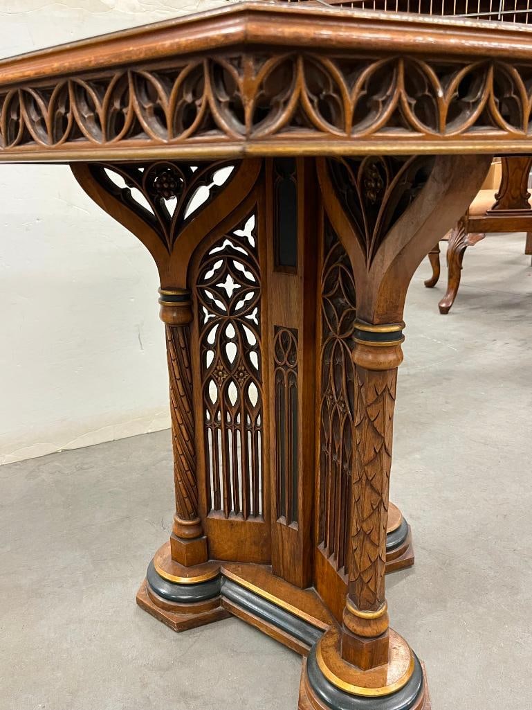 Victorian Gothic Walnut Table - 3