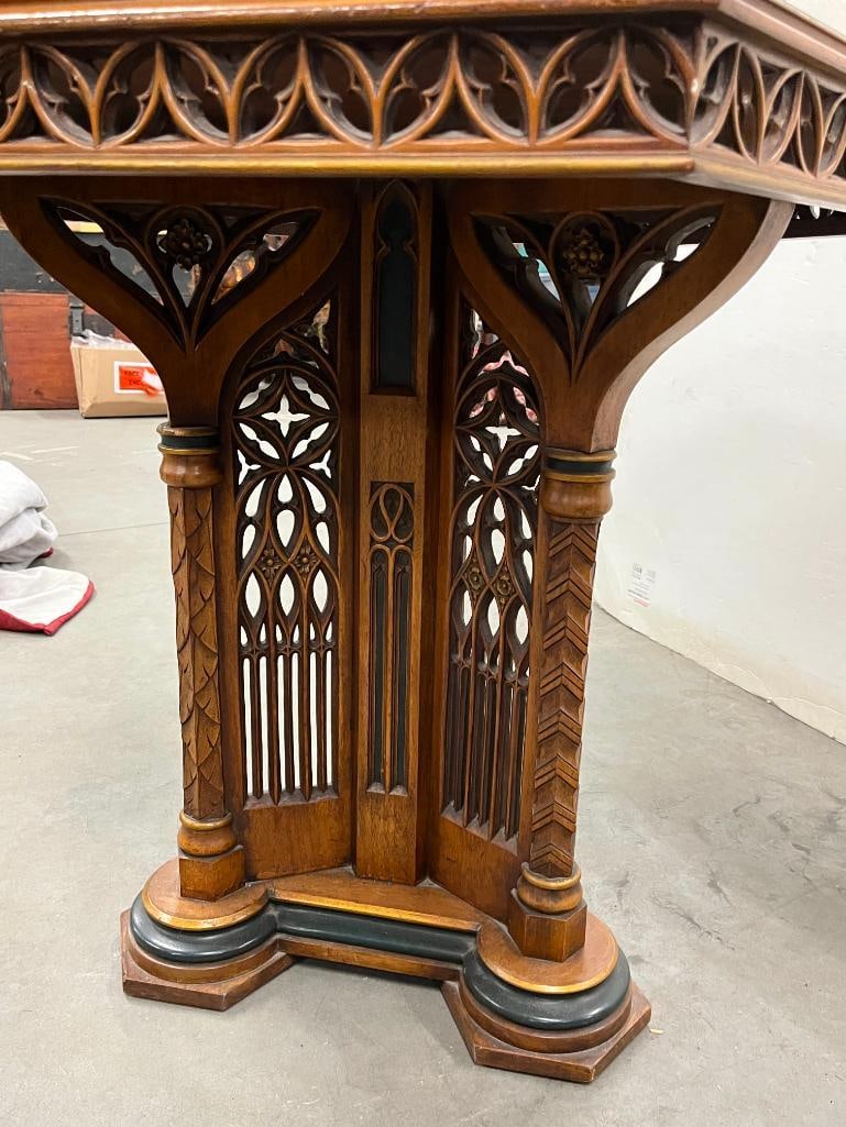 Victorian Gothic Walnut Table - 4