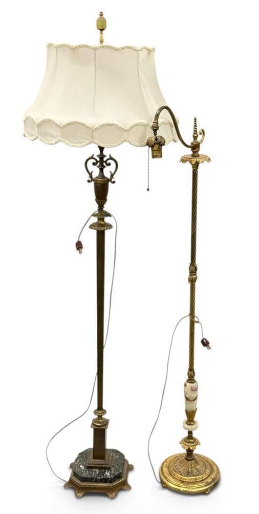 2 Antique brass and onyx floor lamps (1 of 8)