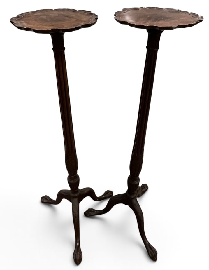 Pair of Victorian carved Mahogany Torchiere plant stands (1 of 7)