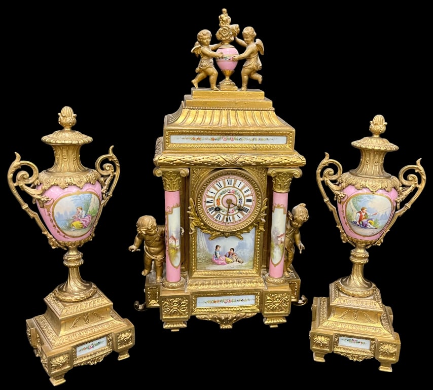 Antique French Mantel Clock and Garniture (1 of 7)