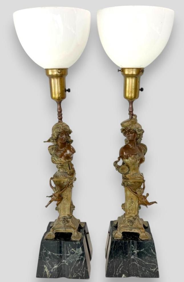 Art Nouveau Carmen & Mignon Bronze Lamps (1 of 11)